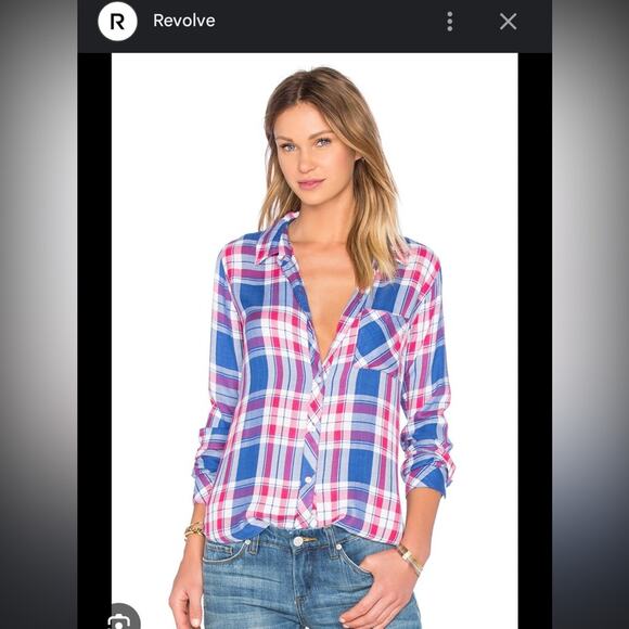 Revolve x Rails Hunter Button Down in Marina & Flamingo - Picture 1 of 8